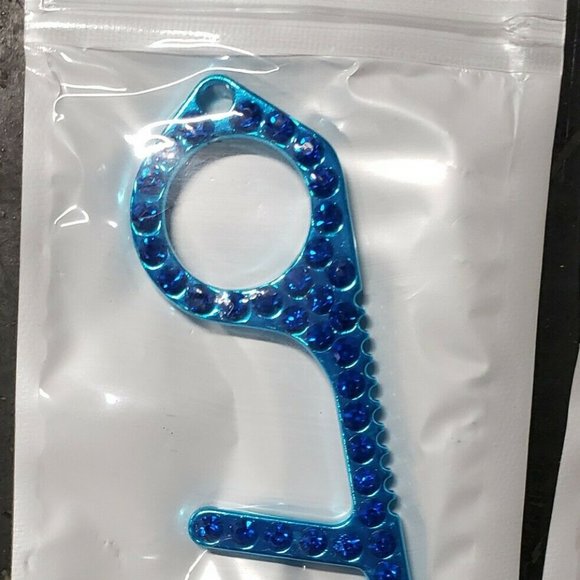 RHINESTONE Bling Double Sided Touchless Door Opener Keychain - Picture 1 of 10